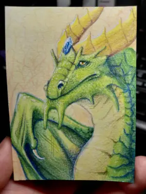 Hawthorne of Spring - Seasonal Dragons 1/4 aceo art card thumbnail 1
