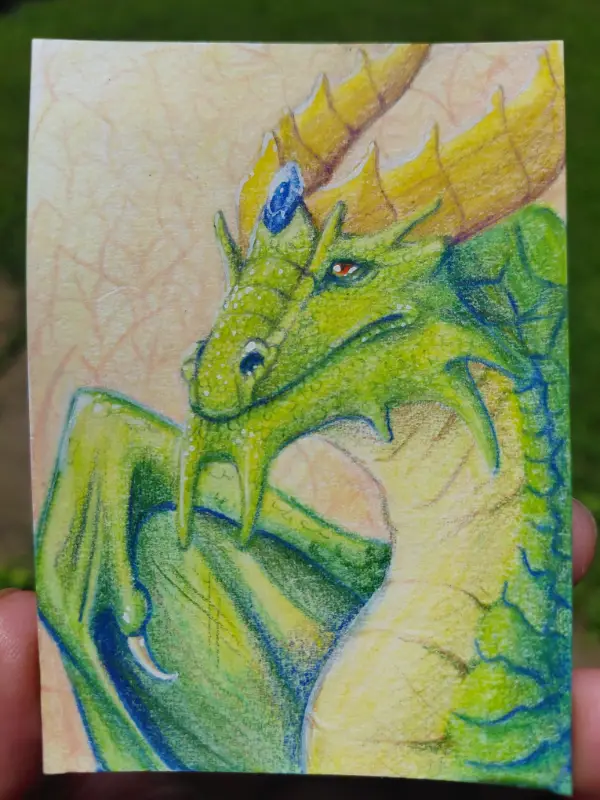 Hawthorne of Spring - Seasonal Dragon 1/4 aceo art card