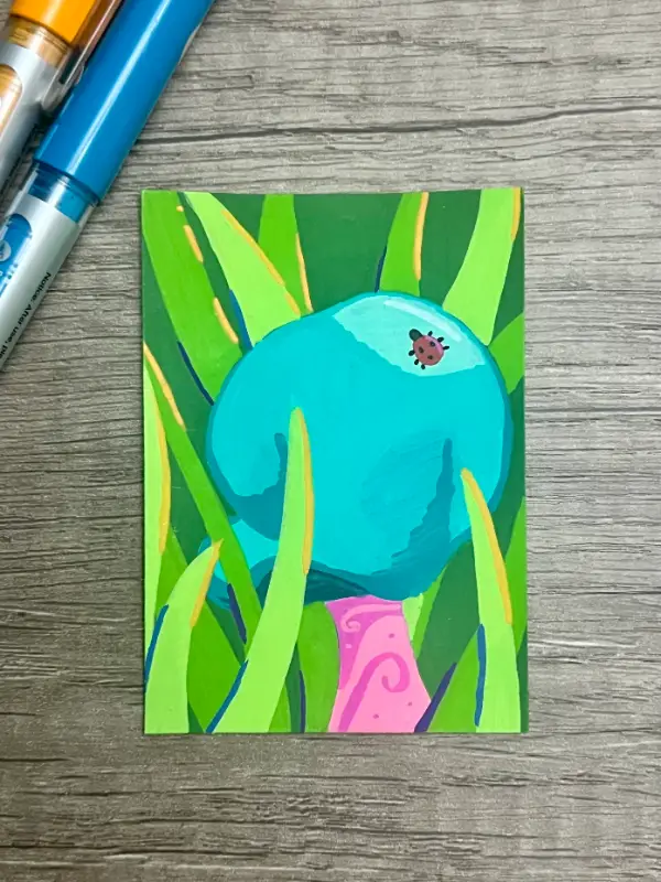 Mushroom & Critters #3 aceo art card