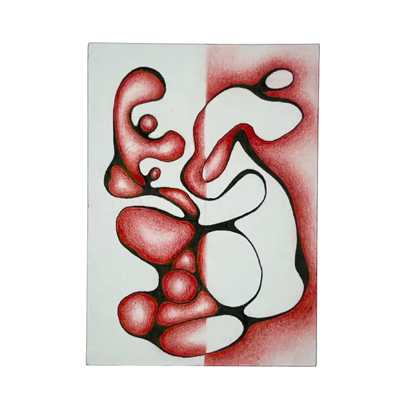 undecided red aceo art card