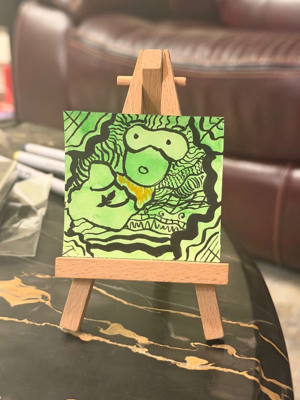 Frog Ghost thing aceo art card
