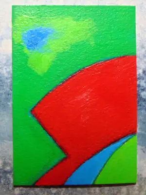 Geometric Abstraction with Clouds 2 ACEOs original art acrylic paintings aceo art card thumbnail 2