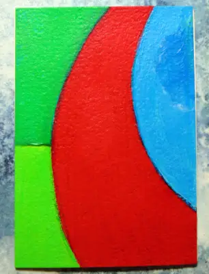 Geometric Abstraction with Clouds 2 ACEOs original art acrylic paintings aceo art card thumbnail 3
