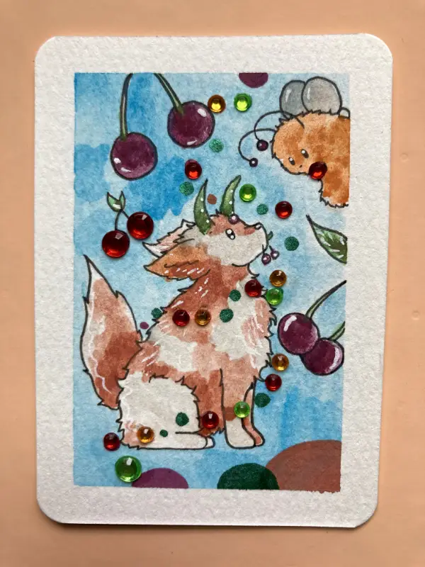 Cherry Treasures aceo art card