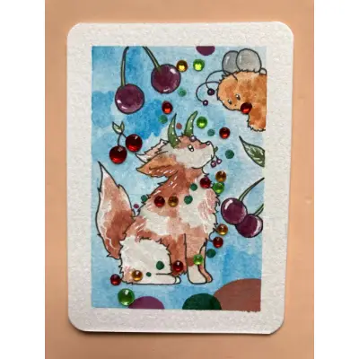 Cherry Treasures aceo art card thumbnail 1