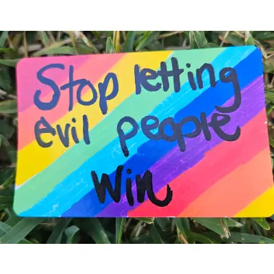 Rainbow Stop Letting People Win 2 aceo art card thumbnail 1