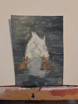 Diving Duck aceo art card thumbnail 1