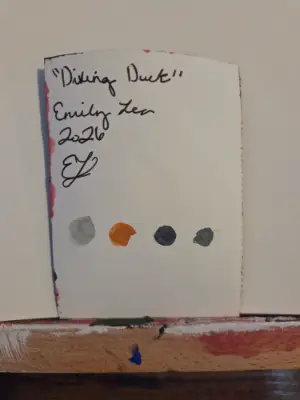 Diving Duck aceo art card thumbnail 2