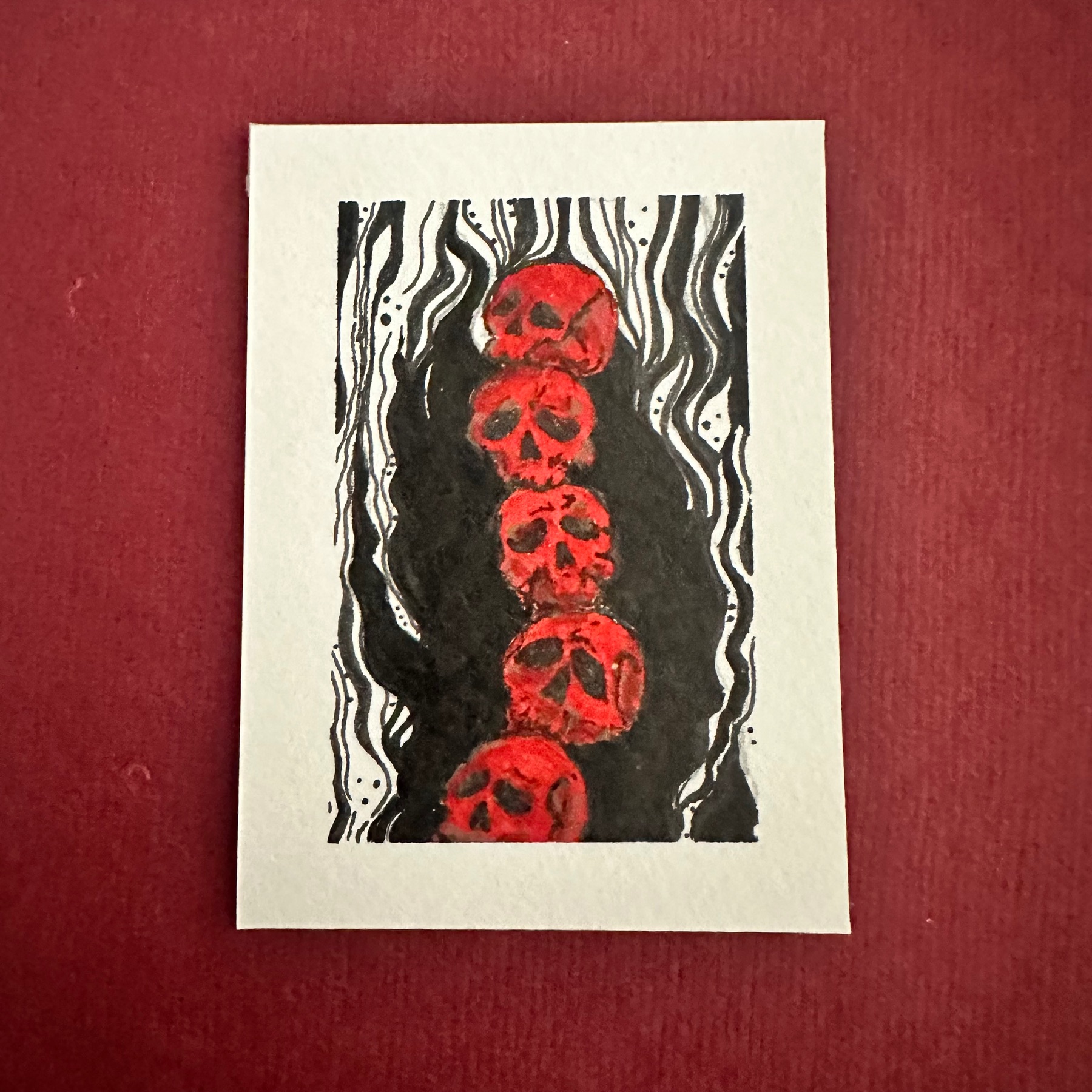 Skulls and Smoke aceo art card