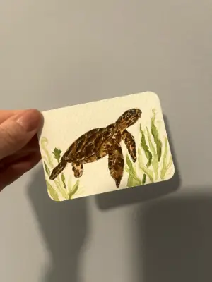 Sea Turtle Stroll aceo art card thumbnail 1