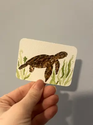 Sea Turtle Stroll aceo art card thumbnail 2