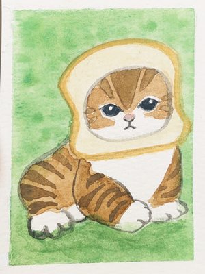 Carb Cats S1: Toast Bread Tabby, "Toast" aceo art card thumbnail 2