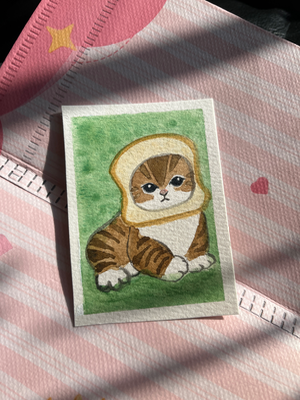 Carb Cats S1: Toast Bread Tabby, "Toast" aceo art card thumbnail 1
