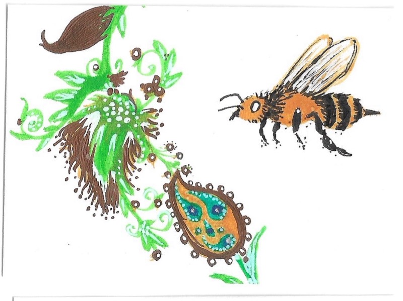 Busy Bee (original OOAK) aceo art card