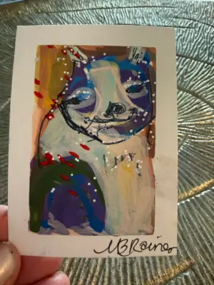 One Paw in the Dream - Six Cats, Six Secrets Series by MB Raines - Surprise Haiku aceo art card thumbnail 2