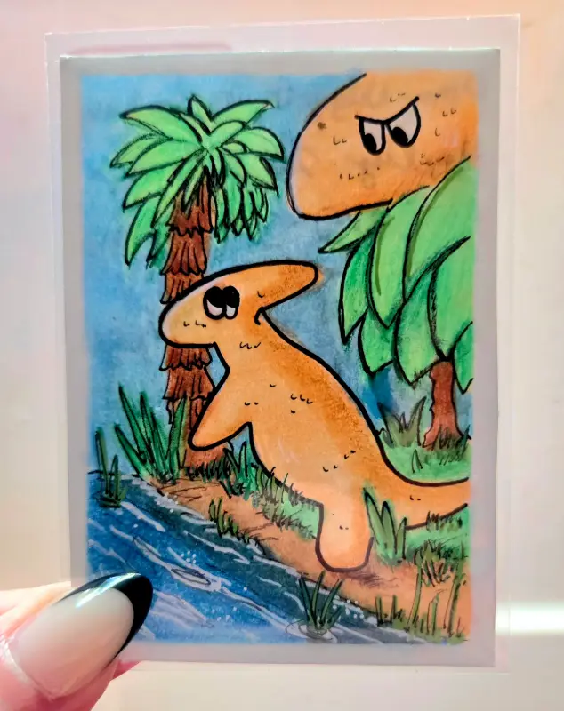 Dino-nuggets in the Wild 3/5 aceo art card
