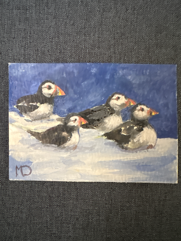 Puffin Party aceo art card