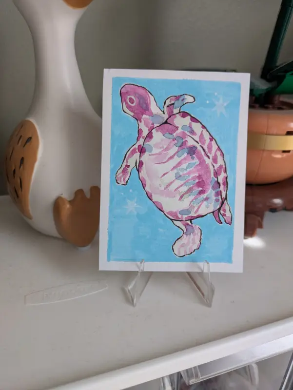 Diaphanized Turtle aceo art card