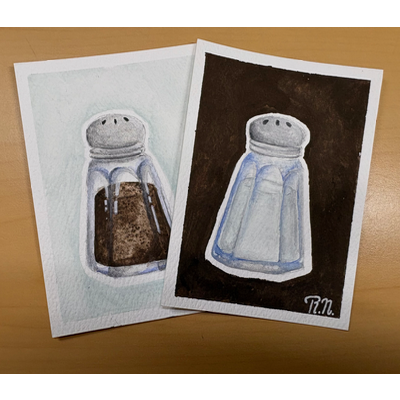 Salt and Pepper aceo art card thumbnail 1