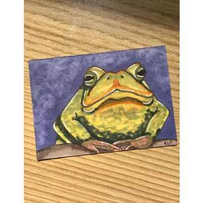 Smug Toad aceo art card thumbnail 2