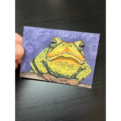 Smug Toad aceo art card thumbnail 1
