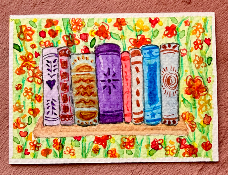 Folklore Bookshelf aceo art card