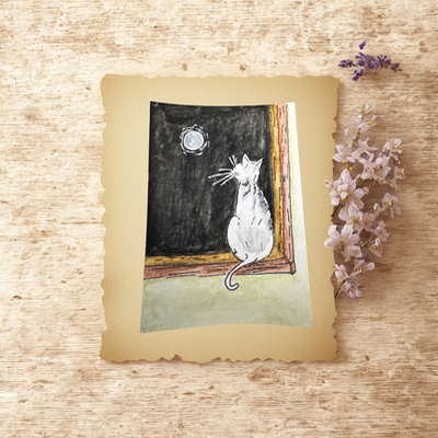 Nightly Purr-pose aceo art card thumbnail 1