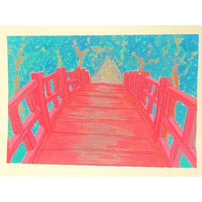 Red Bridge aceo art card thumbnail 2