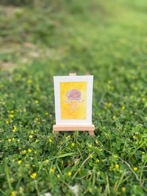 Shrugging Jellyfish aceo art card