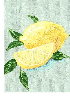 Lemons aceo art card thumbnail 1