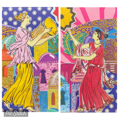 Bundle of 2 Original collages by Lyndsay Aznaurov aceo art card thumbnail 1