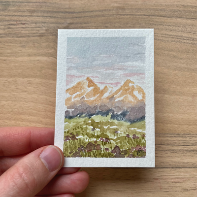 Pink Skies aceo art card thumbnail 2