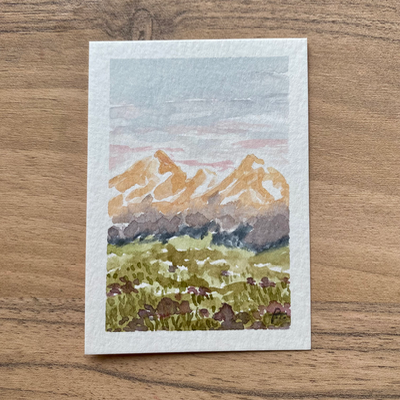 Pink Skies aceo art card thumbnail 1