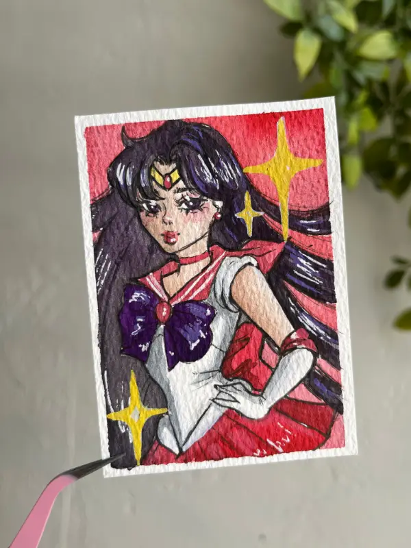 Sailor Mars from Sailor Moon aceo art card