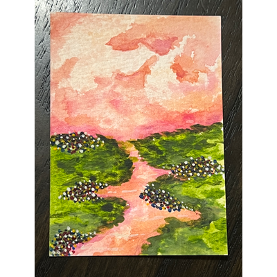 Flowery Meadow aceo art card thumbnail 1