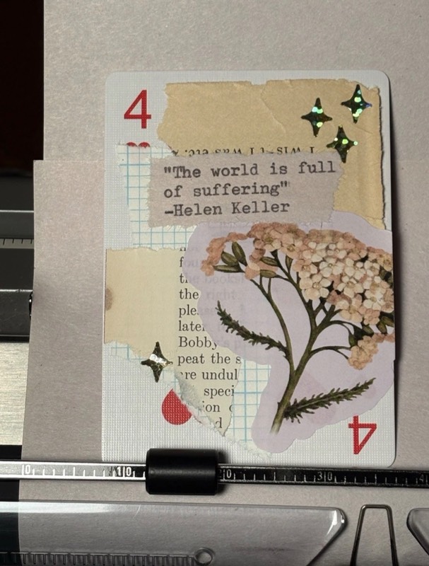 Quote Card #266 collage by  Mazerzine Helen Keller floral aceo art card