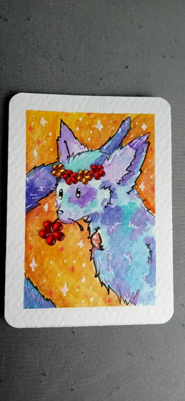 Flower Crown aceo art card