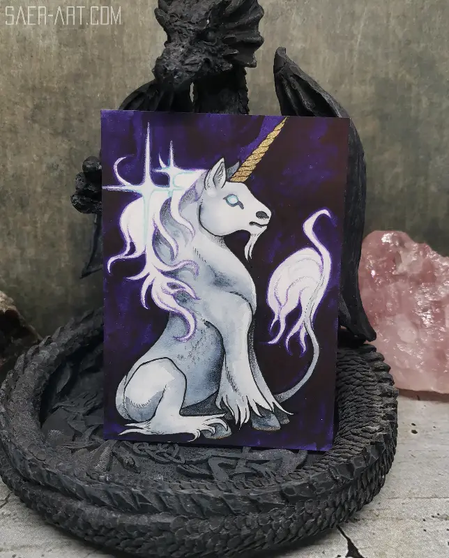 Unicorn Tapestry - Original ACEO aceo art card