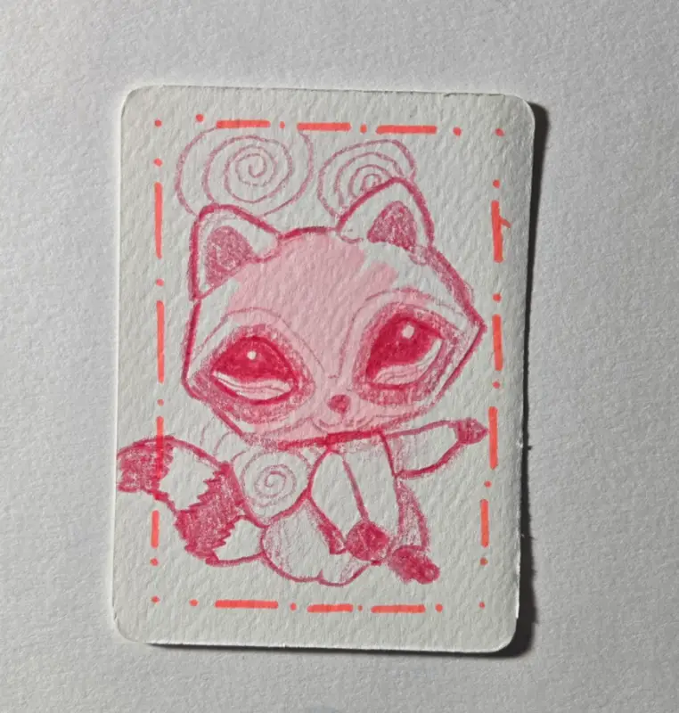 LPS Whimsy Racoon Series 2/3 aceo art card