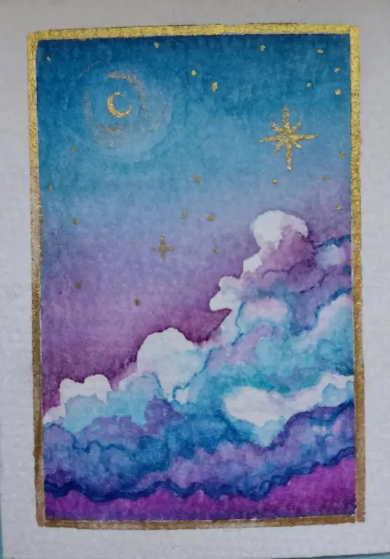 Twilight clouds aceo art card