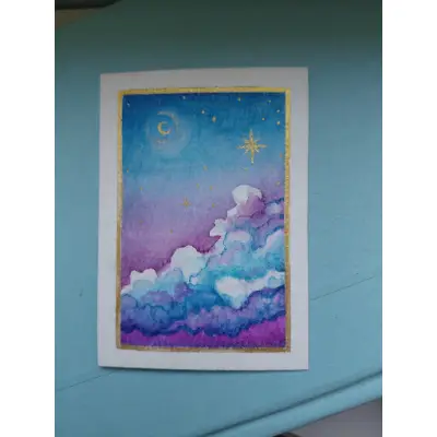 Twilight clouds aceo art card thumbnail 2