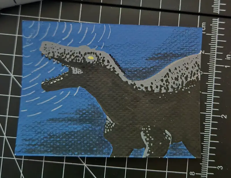 Darkness Calls a Majungasaurus aceo art card