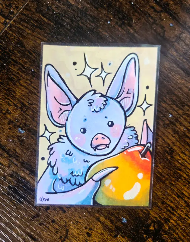 A Little Batty - Original ACEO aceo art card