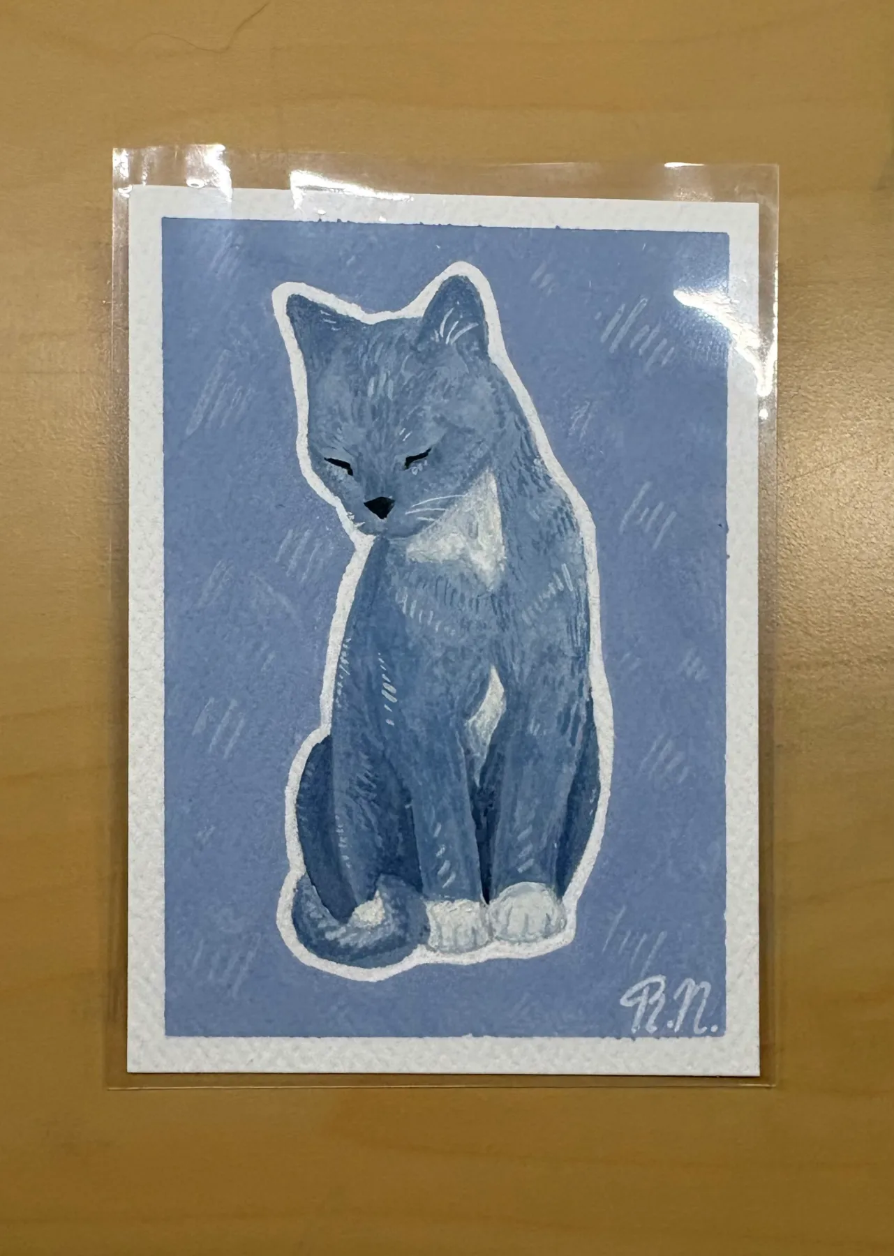 Blue Cat aceo art card