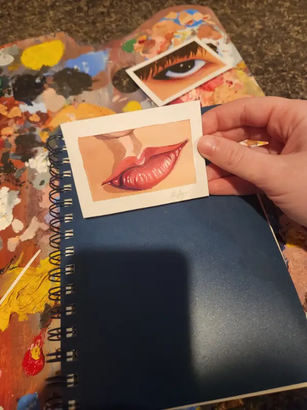SpearB Lips Portrait aceo art card