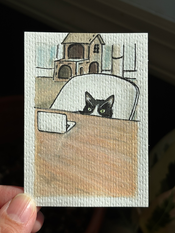ACEO original, “This could have been an email.” aceo art card