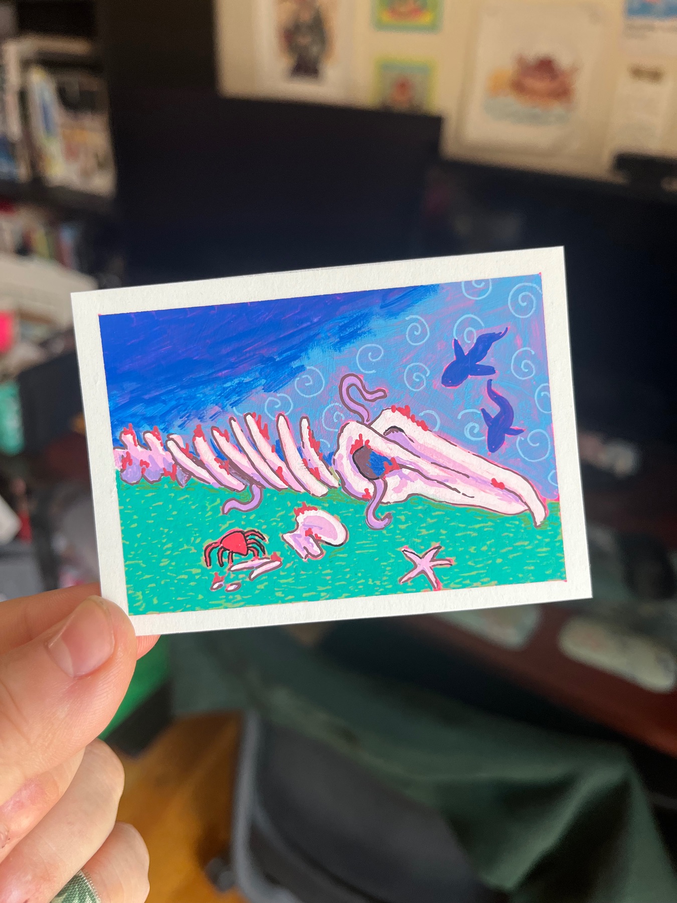 Whale Fall aceo art card
