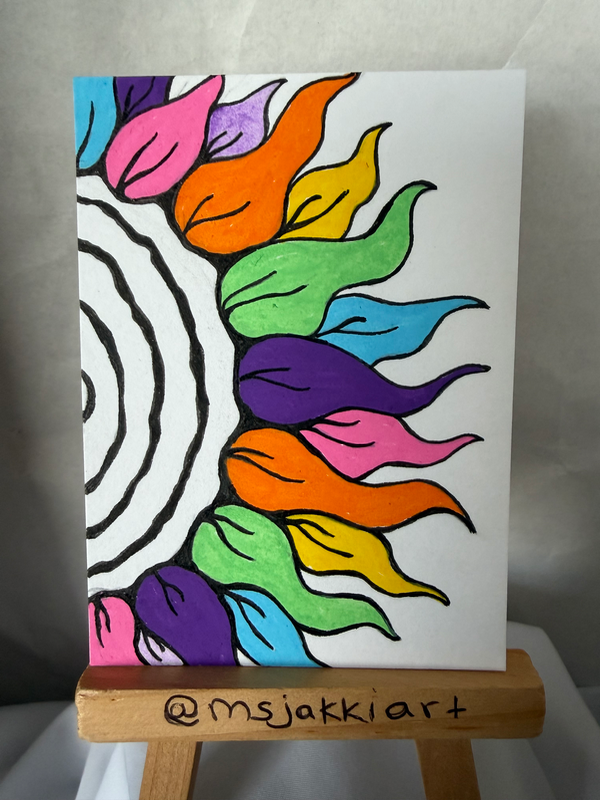 Neon SunFlower aceo art card