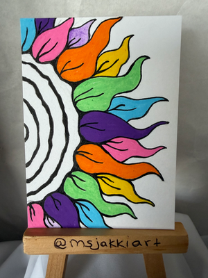 Neon SunFlower aceo art card thumbnail 2