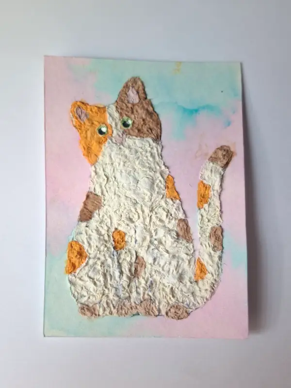 Textured calico cat aceo art card